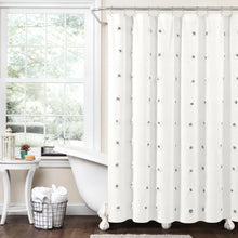 Load image into Gallery viewer, Boho Circle Tufted Yarn Dyed Recycled Cotton Blend Shower Curtain
