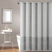 Load image into Gallery viewer, Boho Polka Dot Yarn Dyed Recycled Cotton Blend Shower Curtain
