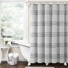 Load image into Gallery viewer, Boho Kendra Tufted Yarn Dyed Recycled Cotton Blend Shower Curtain
