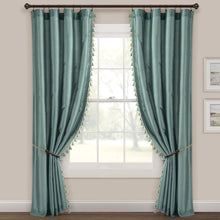 Load image into Gallery viewer, Luxury Regency Faux Silk Two-Tone Tassel Window Curtain Panel Set
