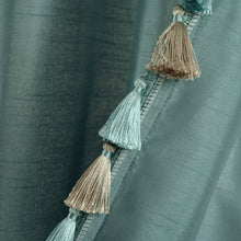 Cargar imagen en el visor de la galería, Luxury Regency Faux Silk Two-Tone Tassel Window Curtain Panel Set
