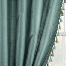 Cargar imagen en el visor de la galería, Luxury Regency Faux Silk Two-Tone Tassel Window Curtain Panel Set
