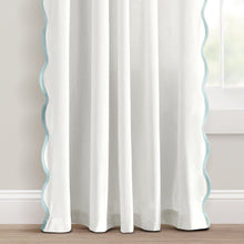 Load image into Gallery viewer, Coastal Chic Scalloped Edge Window Curtain Panel Set
