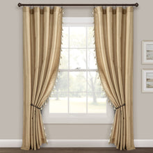 Cargar imagen en el visor de la galería, Luxury Regency Faux Silk Two-Tone Tassel Window Curtain Panel Set
