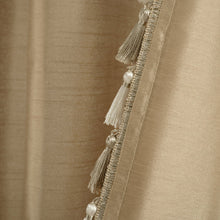 Cargar imagen en el visor de la galería, Luxury Regency Faux Silk Two-Tone Tassel Window Curtain Panel Set
