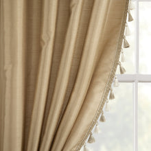 Load image into Gallery viewer, Luxury Regency Faux Silk Two-Tone Tassel Window Curtain Panel Set
