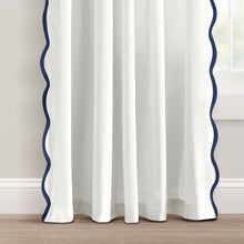 Load image into Gallery viewer, Coastal Chic Scalloped Edge Window Curtain Panel Set
