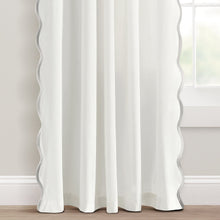 Load image into Gallery viewer, Coastal Chic Scalloped Edge Window Curtain Panel Set
