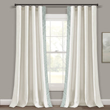 Cargar imagen en el visor de la galería, Luxury Mid Century Geo Faux Silk Jacquard Border Window Curtain Panel
