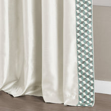 Cargar imagen en el visor de la galería, Luxury Mid Century Geo Faux Silk Jacquard Border Window Curtain Panel
