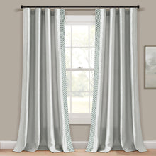 Load image into Gallery viewer, Luxury Mid Century Geo Faux Silk Jacquard Border Window Curtain Panel
