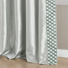 Load image into Gallery viewer, Luxury Mid Century Geo Faux Silk Jacquard Border Window Curtain Panel
