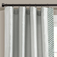 Load image into Gallery viewer, Luxury Mid Century Geo Faux Silk Jacquard Border Window Curtain Panel
