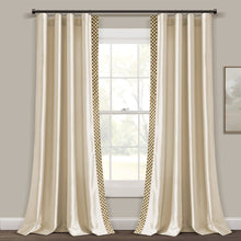 Load image into Gallery viewer, Luxury Mid Century Geo Faux Silk Jacquard Border Window Curtain Panel
