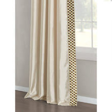 Load image into Gallery viewer, Luxury Mid Century Geo Faux Silk Jacquard Border Window Curtain Panel
