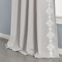 Load image into Gallery viewer, Luxury Modern Geo Linen Like Embroidery Border Window Curtain Panel
