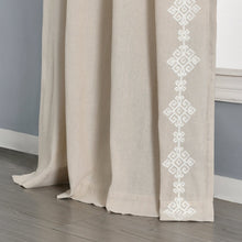 Load image into Gallery viewer, Luxury Modern Geo Linen Like Embroidery Border Window Curtain Panel
