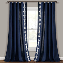 Load image into Gallery viewer, Luxury Modern Geo Linen Like Embroidery Border Window Curtain Panel
