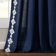 Load image into Gallery viewer, Luxury Modern Geo Linen Like Embroidery Border Window Curtain Panel
