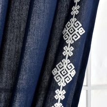 Load image into Gallery viewer, Luxury Modern Geo Linen Like Embroidery Border Window Curtain Panel
