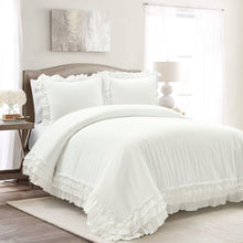 Load image into Gallery viewer, Ella Ruffle Lace 100% Cotton Duvet Cover 3 Piece Set
