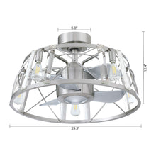 Carregar imagem no visualizador da galeria, 23&quot; Modern Satin Nickel DC Motor Downrod Mount Reversible Fandelier Ceiling Fan with Lighting and Remote Control
