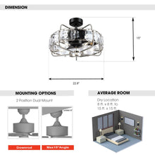 Carregar imagem no visualizador da galeria, 23&quot; Modern DC Motor Downrod Mount Reversible Fandelier Ceiling Fan with Lighting and Remote Control
