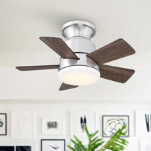 Load image into Gallery viewer, 24&quot; Farmhouse Flush Mount Reversible Iron Ceiling Fan with Lighting and Remote Control
