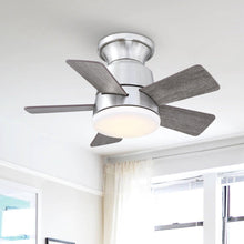 Cargar imagen en el visor de la galería, 24&quot; Farmhouse Flush Mount Reversible Iron Ceiling Fan with Lighting and Remote Control
