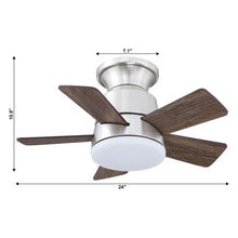 Carregar imagem no visualizador da galeria, 24&quot; Farmhouse Flush Mount Reversible Iron Ceiling Fan with Lighting and Remote Control
