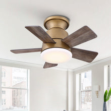 Carregar imagem no visualizador da galeria, 24&quot; Farmhouse Flush Mount Reversible Iron Ceiling Fan with Lighting and Remote Control
