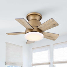 Load image into Gallery viewer, 24&quot; Farmhouse Flush Mount Reversible Iron Ceiling Fan with Lighting and Remote Control
