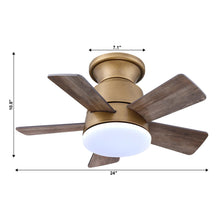 Cargar imagen en el visor de la galería, 24&quot; Farmhouse Flush Mount Reversible Iron Ceiling Fan with Lighting and Remote Control
