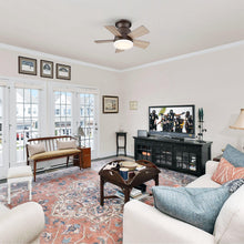 Load image into Gallery viewer, 24&quot; Farmhouse Flush Mount Reversible Iron Ceiling Fan with Lighting and Remote Control
