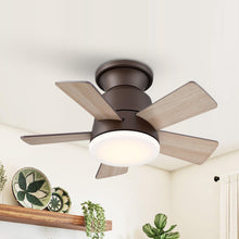 Load image into Gallery viewer, 24&quot; Farmhouse Flush Mount Reversible Iron Ceiling Fan with Lighting and Remote Control
