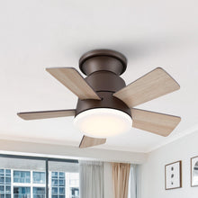 Cargar imagen en el visor de la galería, 24&quot; Farmhouse Flush Mount Reversible Iron Ceiling Fan with Lighting and Remote Control
