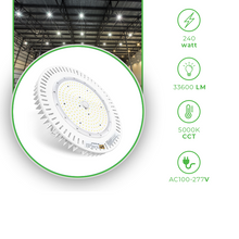 Load image into Gallery viewer, 240W UFO LED High Bay Light with 33,600 Lumens, 5000K Daylight White, for Warehouse, Factory, and Other Industrial Applications
