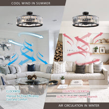 Cargar imagen en el visor de la galería, 26&quot; Henslee Modern DC Motor Reversible Crystal Fandelier Ceiling Fan with Lighting
