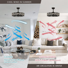 Cargar imagen en el visor de la galería, 26&quot; Modern DC Motor Downrod Mount Reversible Crystal Ceiling Fan with Lighting and Remote Control
