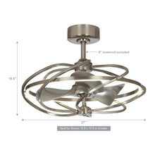 Load image into Gallery viewer, 27&quot; Bucholz Industrial DC Motor Brushed Nickel Downrod Mount Reversible Ceiling Fan with Lighting and Remote Control
