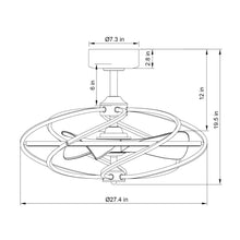 Carregar imagem no visualizador da galeria, 27&quot; Bucholz Industrial DC Motor Brushed Nickel Downrod Mount Reversible Ceiling Fan with Lighting and Remote Control
