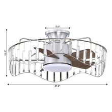 Load image into Gallery viewer, 27&quot; Modern Brush Nickel Flush Mount Reversible Ceiling Fan with Lighting and Remote Control
