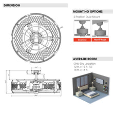 Cargar imagen en el visor de la galería, 27&quot; Wright Modern DC Motor Downrod Mount Reversible Crystal Ceiling Fan with Lighting and Remote Control
