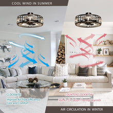 Carregar imagem no visualizador da galeria, 27&quot; Wright Modern DC Motor Downrod Mount Reversible Crystal Ceiling Fan with Lighting and Remote Control
