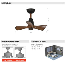 Carregar imagem no visualizador da galeria, 28&quot; Kwang Farmhouse DC Motor Downrod Mount Reversible Ceiling Fan with LED Lighting and Remote Control
