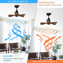 Load image into Gallery viewer, 28&quot; Kwang Farmhouse DC Motor Downrod Mount Reversible Ceiling Fan with LED Lighting and Remote Control
