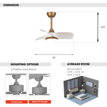 Load image into Gallery viewer, 28&quot; Modern DC Motor Downrod Mount Reversible Ceiling Fan with LED Lighting and Remote Control
