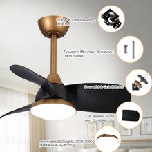 Carregar imagem no visualizador da galeria, 28&quot; Modern DC Motor Downrod Mount Reversible Ceiling Fan with LED Lighting and Remote Control
