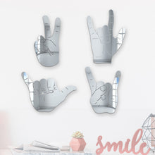 Cargar imagen en el visor de la galería, Bundle |  4-Piece Set of Rock On, Hang Loose, I Love You and Peace Sign Hand Silhouettes
