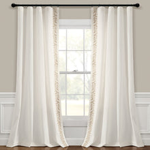 Load image into Gallery viewer, Luxury Modern Flower Linen Like Embroidery Border Window Curtain Panel
